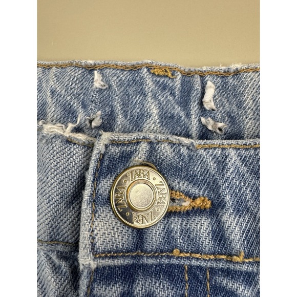 Zara The 90s Wide Full Length High Rise Raw Hem Frayed Jeans Size 6 / 28 READ - Picture 7 of 12